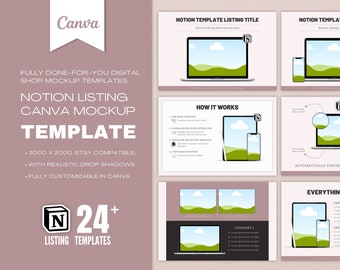 Digital Product Mockup, Notion Listing Mockup Template, Canva Listing for Etsy, Sell Notion Template, Notion Mockup, Canva Mockup Template