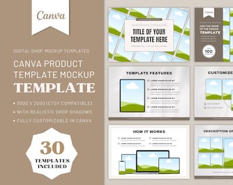 Canva Design Listing Template, Etsy Listing Images, Digital Product Mockup, Canva Mockup, Canva Mockup Template, Etsy Mockup Bundle