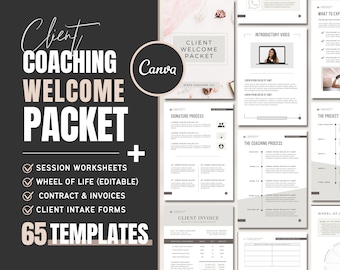 Coaching Client Welcome Packet Kit | Client Onboarding Canva Template | Intake Forms | Health & Wellness | Worksheets | Business Contract