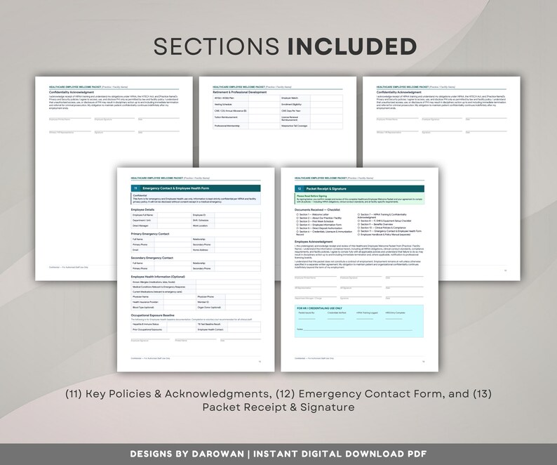 Healthcare Employee Welcome Packet | Clinical Staff New Hire Forms ...