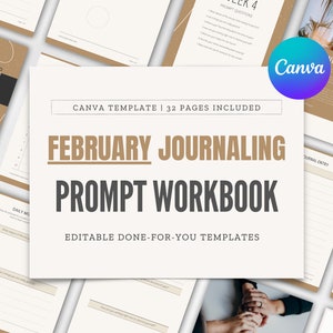 February Journaling Prompt Workbook: Canva Templates for Coaches