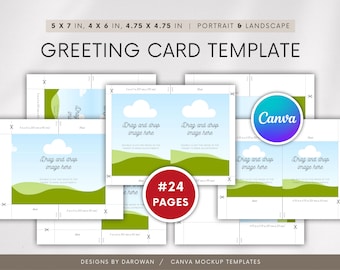 Canva Greeting Card Mockup Template: 5x7, 4x6, 4.75 Square (Digital Download)