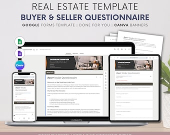 Real Estate Buyer Seller Questionnaire: Google Forms Template (Instant Download)