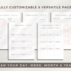 Editable Planner Template Canva Minimalist Planner Printable Undated Planner Daily, Weekly, Monthly, Yearly, Goal Calendar, Finance image 4