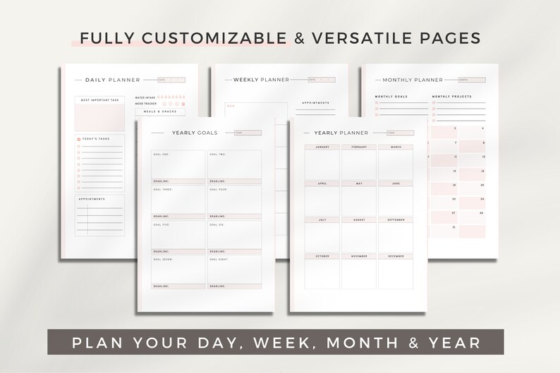 Editable Planner Template Canva Minimalist Planner Printable Undated Planner Daily, Weekly, Monthly, Yearly, Goal Calendar, Finance image 4