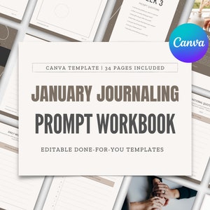 January Journaling Prompt Workbook: Canva Templates for Coaches (Digital Download)