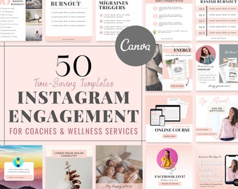 Instagram Template | Coaches Instagram Pack | Canva Instagram Engagement | Health Coach Templates | Viral Social Media | Blush Pink Template