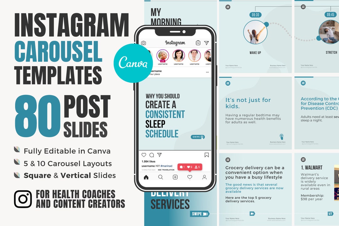 Instagram Carousel Templates Canva Instagram Engagement - Etsy Ireland