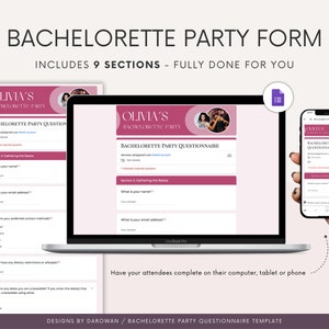 Bachelorette Party Questionnaire Template | Google Forms &amp; Canva ...