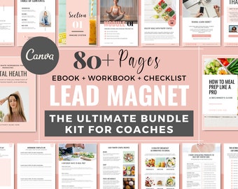 Lead Magnet Template BUNDLE for Coaches | Workbook, eBook, Checklist Canva Template kit for Coaches, Bloggers, Course Creators | BLUSH PINK