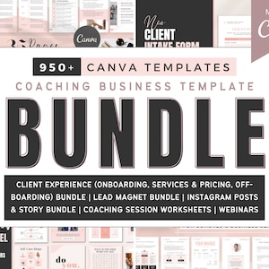 Coaching Business Canva Template Bundle: Client Welcome, Workbook, Instagram