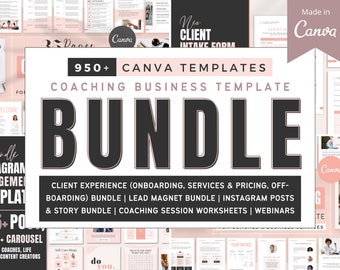 Coaching Business Canva Template Bundle: Client Welcome, Workbook, Instagram