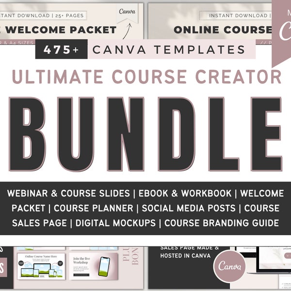 Course Creator Bundle | Canva Template for Coaches | Course Creation Toolkit | Online eCourse and Webinar Resource | Course Workbook & eBook