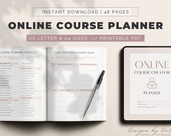 Online Course Planner | PDF Printable Course Creator  | Course Creation | Course Workbook | Online Course Plan for Coach | Digital Products