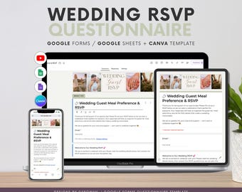 de Questionnaire RSVP pour mariage, Préférence de repas de l'invité | Bannière Google Forms et Canva