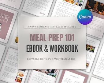 Libro electrónico y cuaderno de trabajo de preparación de comidas: plantilla de Canva para asesores de salud