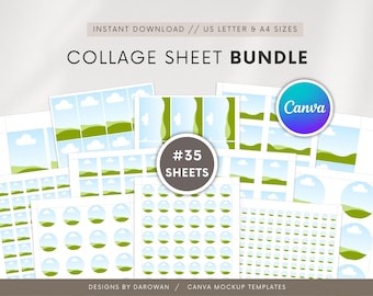 Canva Collage Sheet Template: Circle, Square, Rectangle (Digital Download)
