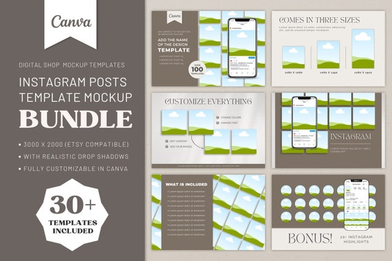 Instagram Mockup Template Bundle: Canva Etsy Listing Images (Digital Download)