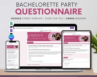 Modèle de questionnaire pour un enterrement de vie de jeune fille : Google Forms et bannières Canva (téléchargement numérique)