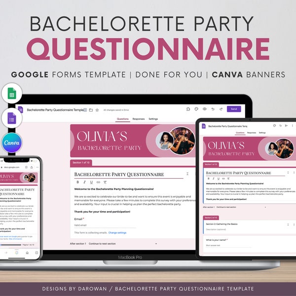 Bachelorette Party Questionnaire Template - Etsy