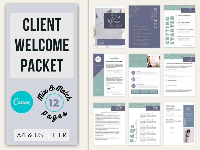 Client Welcome Packet Canva Template Health Coach Wellness Coach