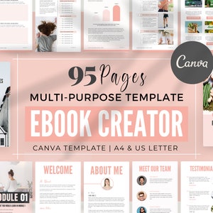 Ebook Template for Canva | Workbook Template for Coaches | Course Creator Kit | Health and Wellness eBook Template Creator