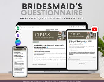 Questionnaire de demoiselle d'honneur | Modèle d'enquête sur les fêtes de mariage | Bannière Google Forms et Canva
