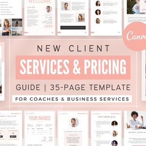 Client Service & Pricing Guide | Canva Template for Coaches | Client Onboarding Packet, Coaching Package Proposals, New Client Welcome Kit