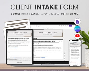 Health Coaching Client Intake Form: Google Forms & Canva Template