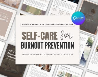 Autocuidado: Prevención del agotamiento (ebook): Plantilla editable de Canva