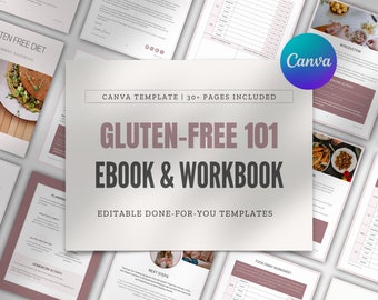 Libro electrónico y cuaderno de ejercicios para principiantes sin gluten: plantilla de Canva para coaches de salud