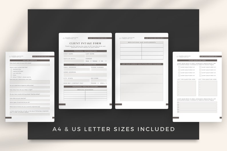 Client Intake Form Canva Template: Health & Wellness Coaching (digital ...