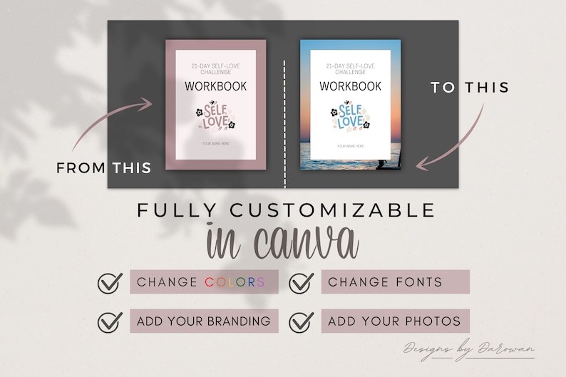 Desafío de diario de amor propio: Plantilla de Canva para cuaderno de ejercicios de 21 días imagen 10