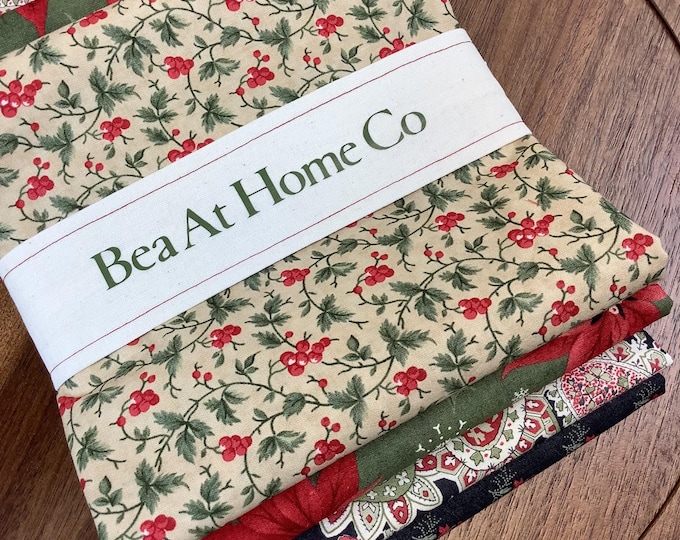 Moda Christmas Quilting Cotton Bundle: Poinsettia Floral Half-Yard Bundle