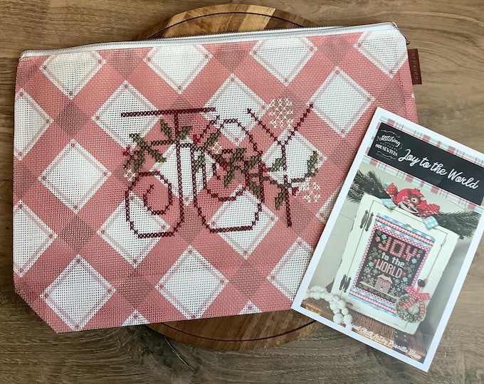Christmas Cross Stitch Bundle: Joy Design Zipper Pouch and Joy to the World Cross Stitch Chart from Stitching with the Housewives