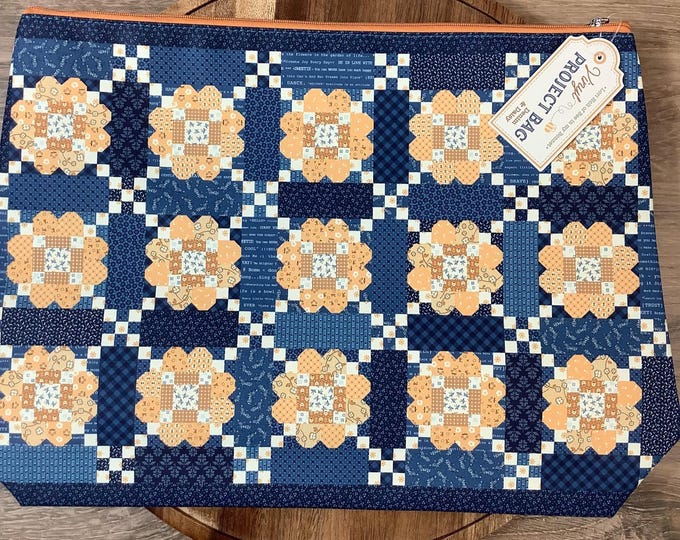 Denim & Daisy Vinyl Project Bag: Cross Stitch, Quilting, Embroidery Organizer (Lori Holt Design)