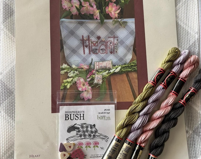 Shepherd's Bush Heart Cross Stitch Kit: Cross Stitch Bundle with Project Bag
