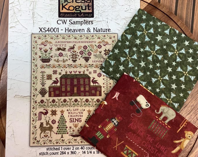 Teresa Kogut Heaven & Nature Cross Stitch Chart + Riley Blake Cotton Fat Quarters (Finishing Fabric)