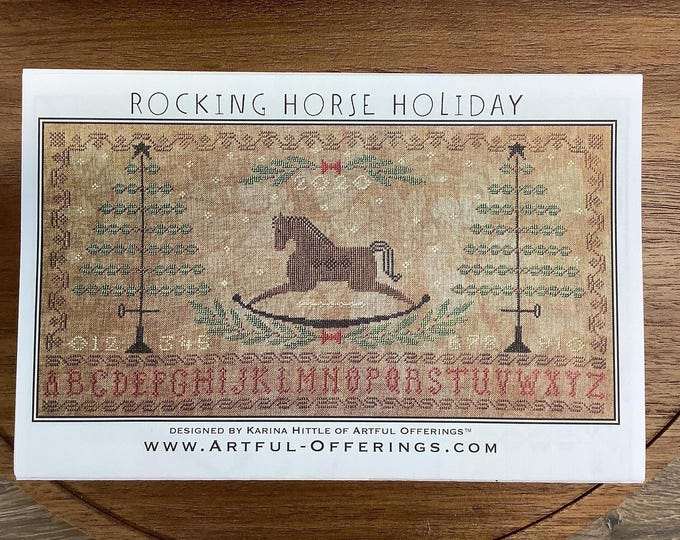 Primitive Christmas Rocking Horse Cross Stitch Chart: Rocking Horse Holiday by Artful Offerings