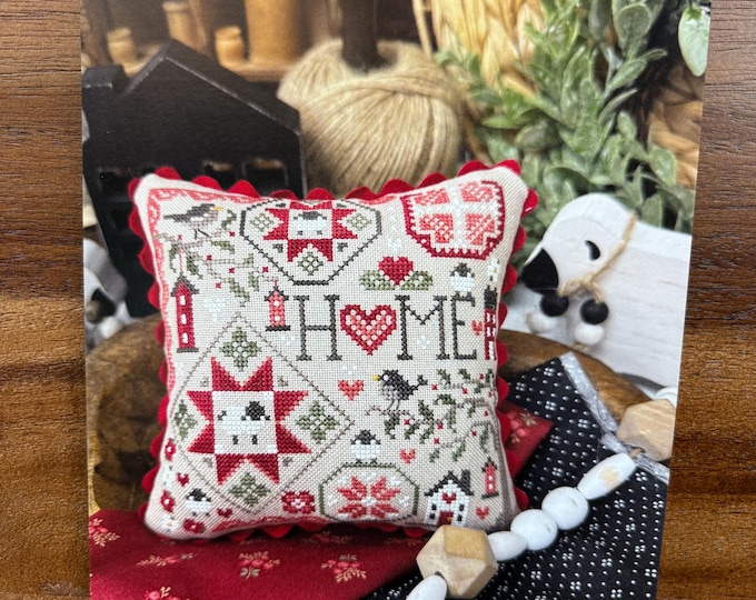 Home Quaker Cross Stitch Pattern by Primrose Cottage, Paper Chart with Optional Home So Sweet Needle Minder