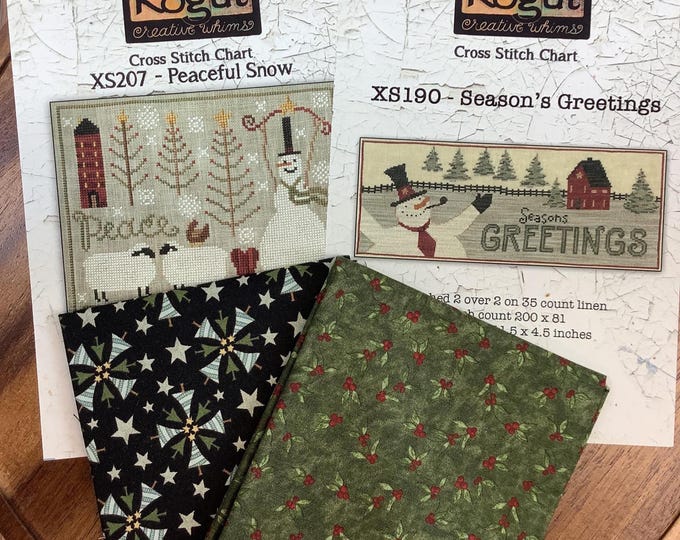 Teresa Kogut Snowman Cross Stitch Charts: Peaceful Snow, Seasons Greetings