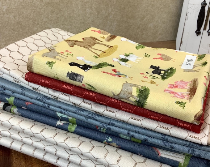 Farmyard Quilting Cotton Bundle: Riley Blake Lil' Farm Friends (7.5 Yards + Pattern)