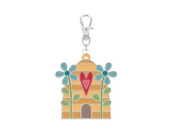 Lori Holt Charm Beehive Happy Enamel Zipper Pull Quilting Bag Accessory Project Pouch Attachment Zippy Bag Charm Sewing Notions Gift Idea