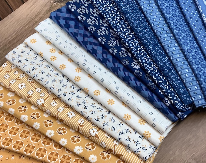 Lori Holt Denim Daisy Quilting Cotton Bundle (Half Yard Pieces)