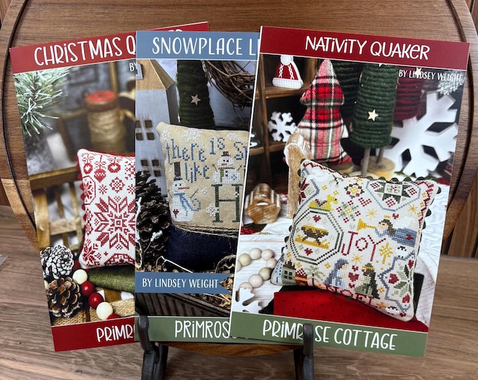 Primrose Cottage Christmas & Winter Cross Stitch Paper Patterns, Nativity Quaker, Christmas Quaker, Snowplace Like Home