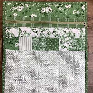 Project Bag | Green Floral Quilted Patchwork Zipper Closure