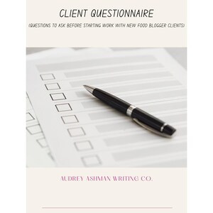 Food Blog Ghostwriting Client Questionnaire (Professional Onboarding Template)