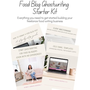 Food Blog Ghostwriting Starter Kit. Includes 4 easy-to-follow guides to get your started today.