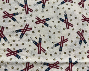 Tela vintage de algodón con estampado de petardos, United We Stand 2004, pequeño desgarro (84 cm x 112 cm)