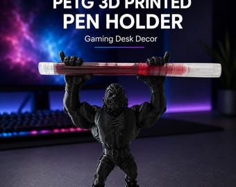 Pen Holder Desk Organizer, Pencil Holder for Desk, 3D Printed Gaming Desk Decor, Tactical Soldier Gift for Him, Office Accessory